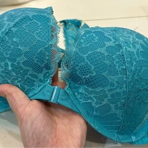 Victoria's Secret Racerback, Push-Up Front-Close Lace Bra, turquoise 38D, new